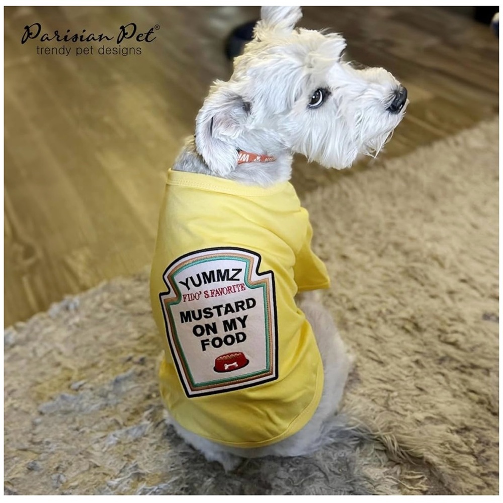 Pets cat or dog halloween costume mustard shirt